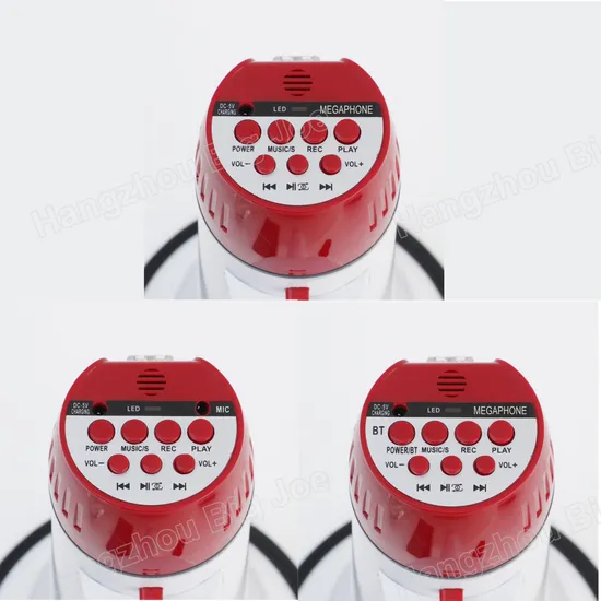 Er55 30W Bullhorn PA System Loud Speaker Handle Megaphone with USB/TF/Siren/Recording/Extra Mic/Rechargeable Large-Capacity Battery/Charger Multifunction