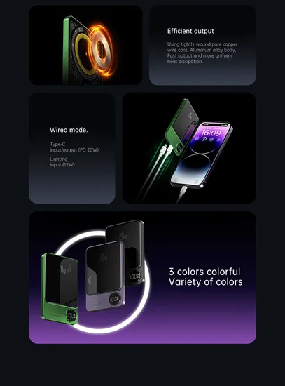 5000 10000mAh Power Bank Wireless Transparant Mobile Phone Charger for iPhone Xiaomi Charger