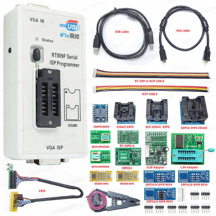 RT809F LCD High-Speed ISP USB Programmer Kit BIOS Burner RT809F Programmer Supporting Various Read-Write Online Programming